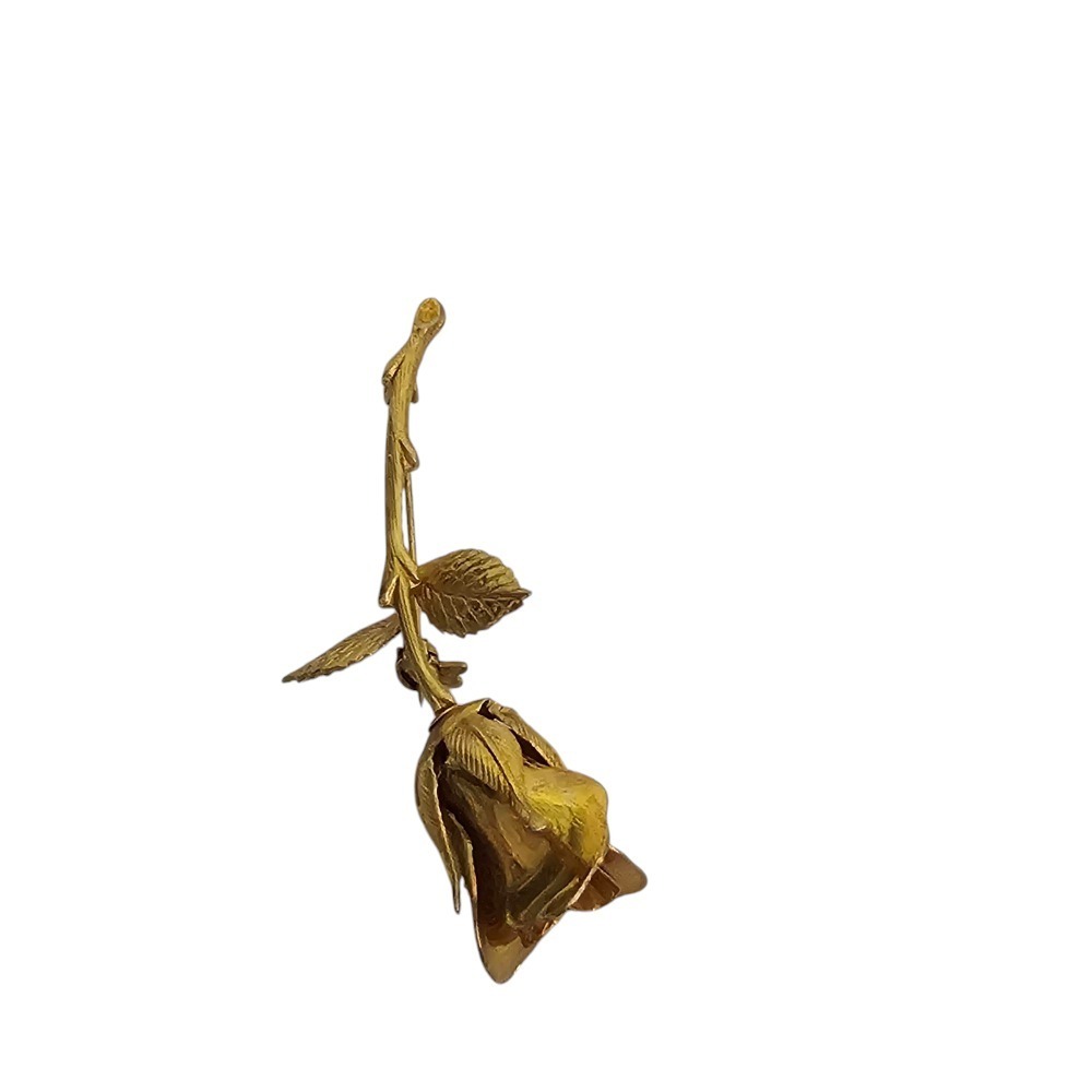 Rose Flower Brooch Pin Gold Tone Floral Lapel Pin Wedding‎ Jewelry - Picture 6 of 10